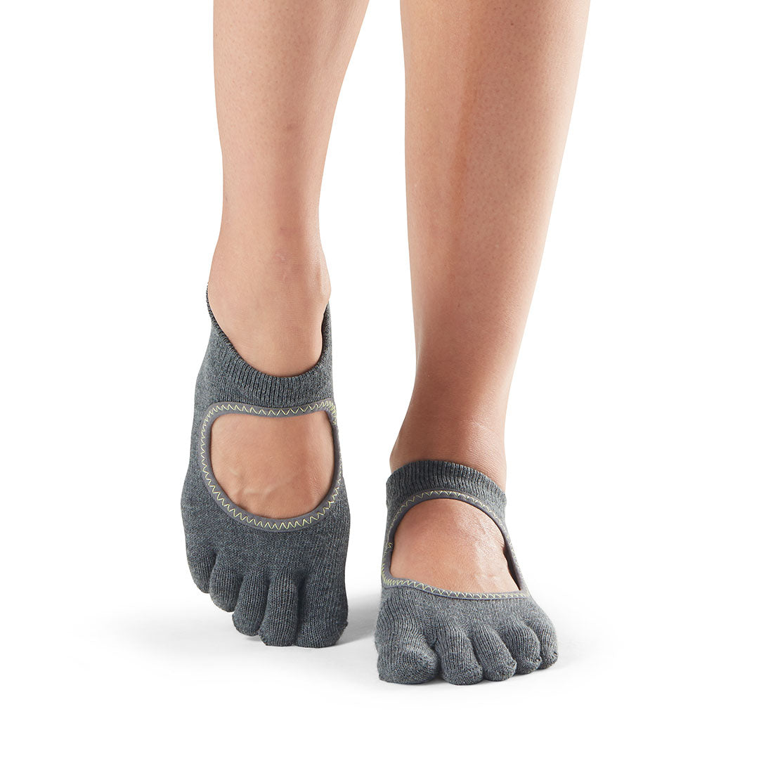 ToeSox Bellarina Full Toe Charcoal with lime