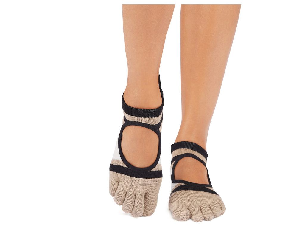 ToeSox Bellarina Full Toe Shitake Stripe