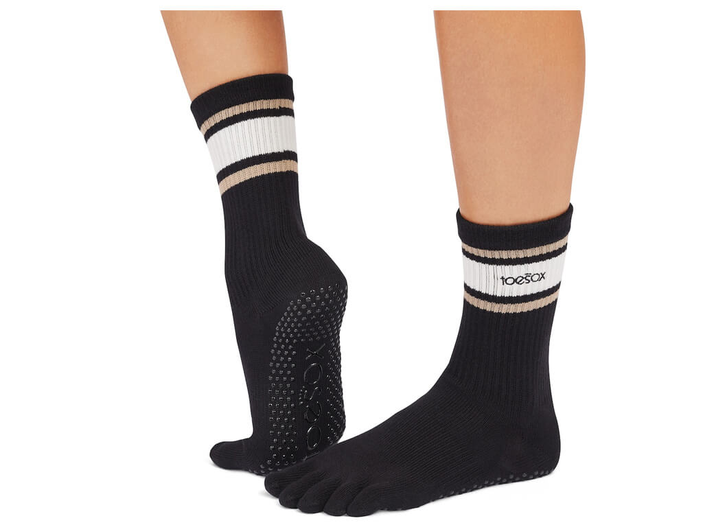 ToeSox Crew Full Toe Oat Stripe