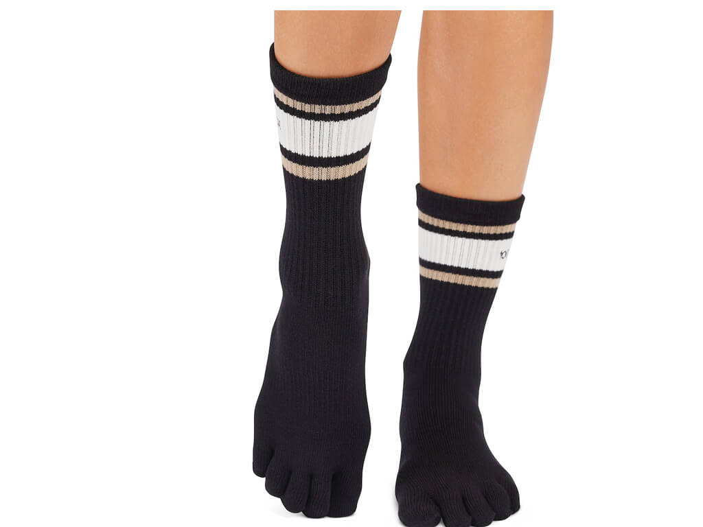 ToeSox Crew Full Toe Oat Stripe
