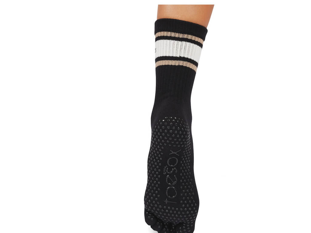 ToeSox Crew Full Toe Oat Stripe