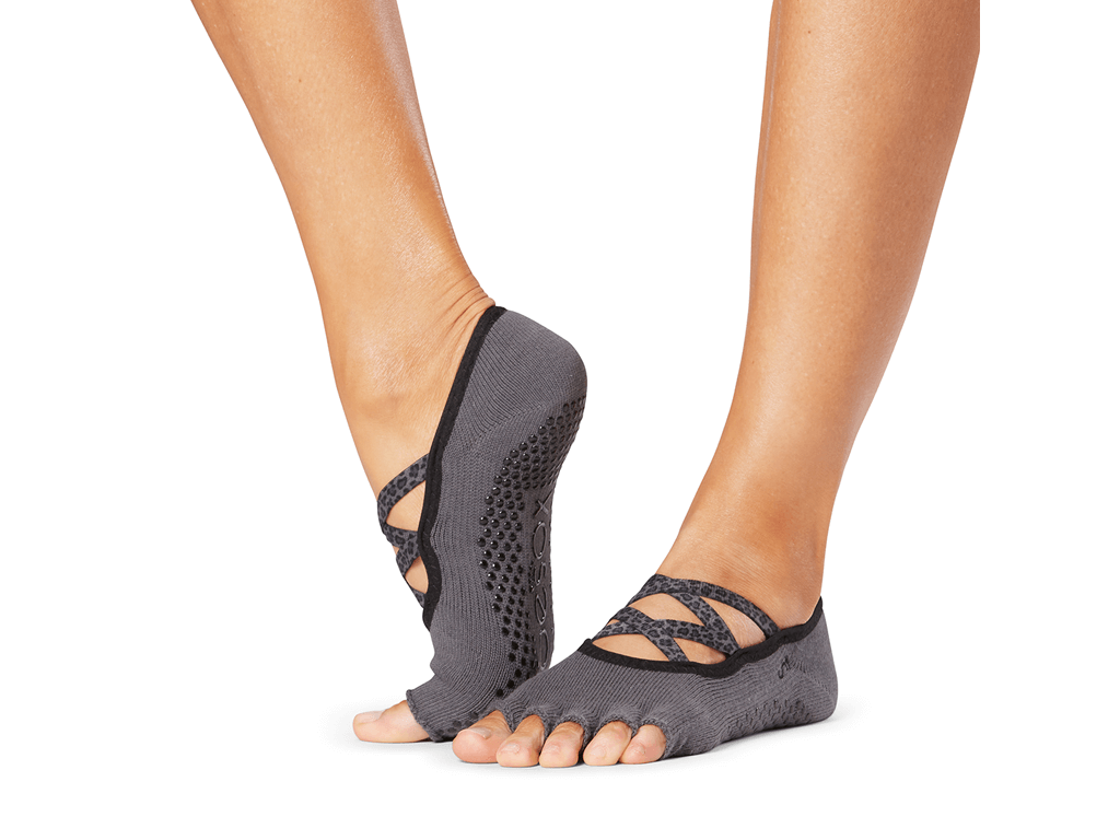 ToeSox Elle Half Toe Charcoal Leopard